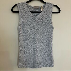 90s vintage Liz Claiborne light Blue crochet knit sleeveless top/knit shell P/S
